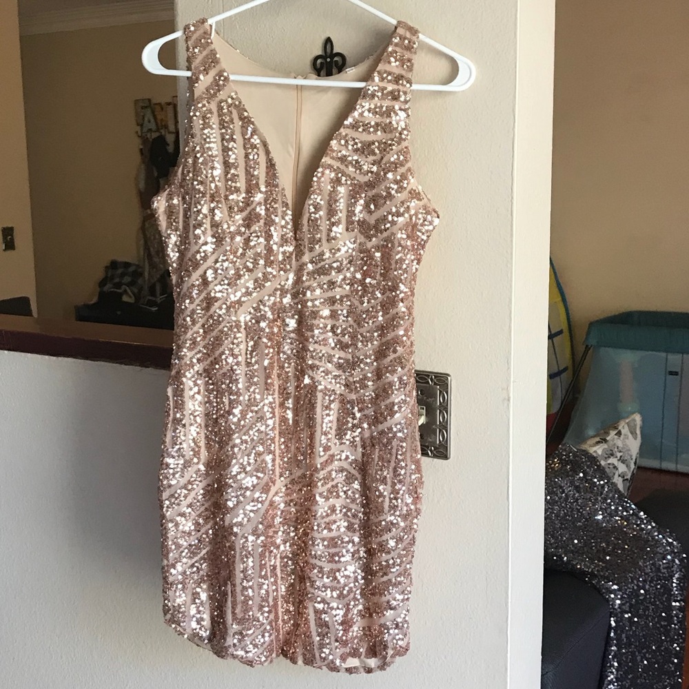 Rose gold sequins dress